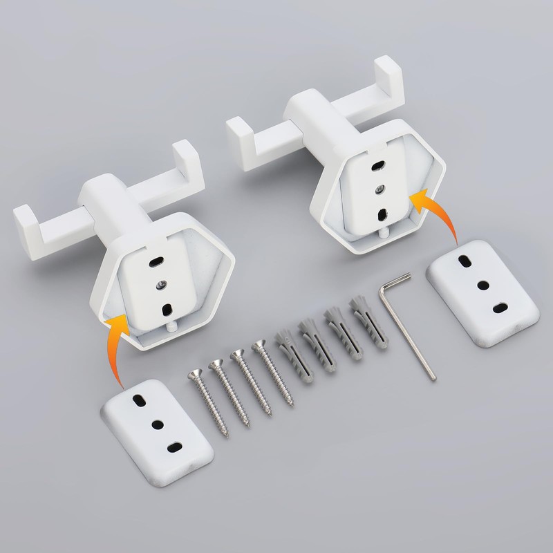 GERZWY White Bathroom Hooks, Double Towel Robe/Coat Clothes Hook Stainless