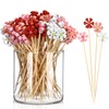 400 Pcs Spring Daisy Cocktail Picks Flower Bamboo Toothpicks Daisy