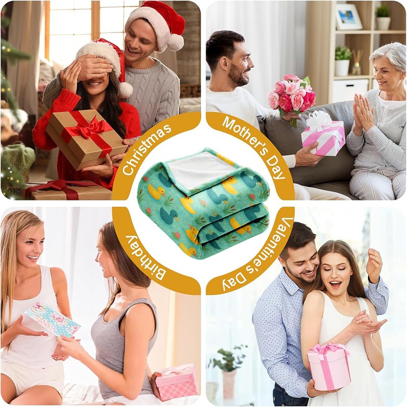 Duck Print Flannel Throw Blanket 60 x 50 Inches, Soft