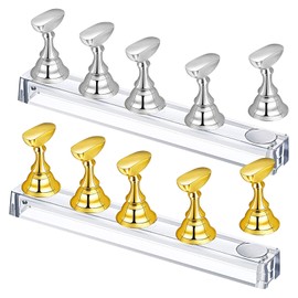 Dokpav 2Set Acrylic Nail Display Stand, Nail Tip Practice Holder, Nail Display Stand DIY Fingernail Holder, False Nail Display Stand, Nail Practice Display Stand, Nail Stand for Press On Nails Display