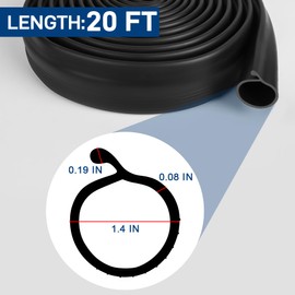20FT Garage Door Bottom Seal Rubber 0.19'' P Bulb Bottom Garage Door Weather Stripping Overhead Door Weatherproof Strip Replacement Seal Fits 20FT Wide or Smaller Doors (Black)