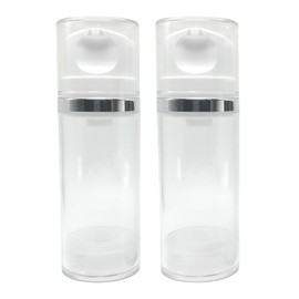 2Pcs 100ml/3.3oz Empty Refillable Clear Plastic Airless Lotion Pump Bottles with White Press Top Cosmetic Vacuum Pump Dispensers Vial Storage Container for Cream Toner Makeup