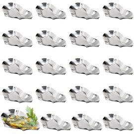 Suwimut Set of 20 Oyster Shells Stainless Steel Reusable - large Oyster Grilling Pan - Metal Oyster Baking Dish - Great for Make Oysters, Baked Clams, Scallop, Seafood of All Kind, Silver