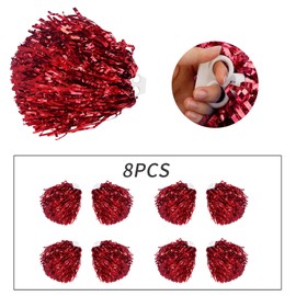 Pack of 8 Cheerleader Pompoms, Cheerleading Poms, Plastic Cheerleader Pompoms, Cheerleader Pompoms, Hand Flowers, Sports Pompoms, for School, Sports, Dance, Carnival Parties (E)