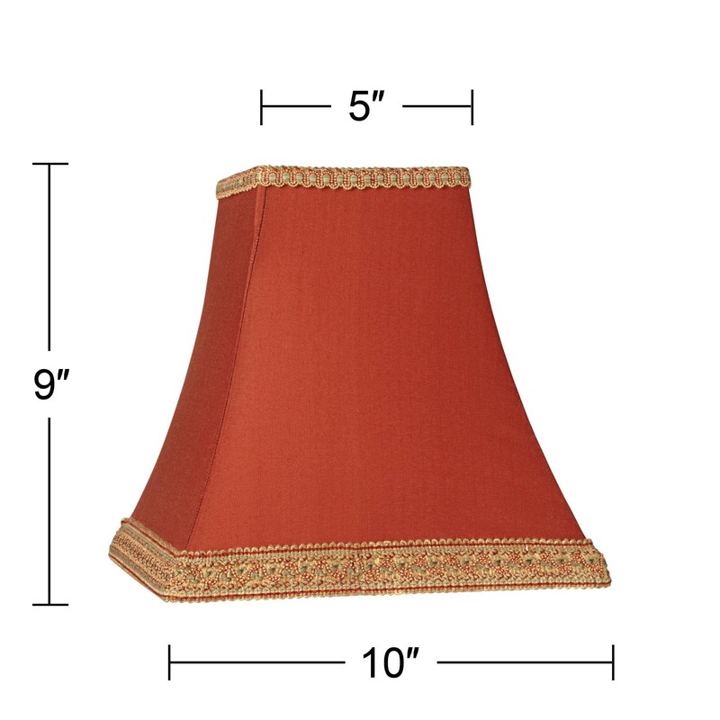 Set of 2 Square Lamp Shades Rust Orange-Red Small 5"