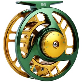 Sougayilang Fly Fishing Reel Large Arbor Right Left-Handed 2+1 BB with CNC-Machined Aluminum Alloy Body and Spool in Fly Reel Sizes 5/6