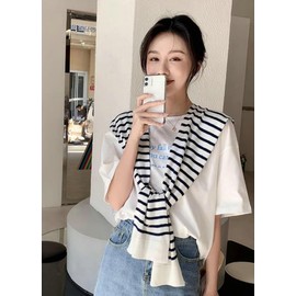 Womens Striped Pashmina Shawls and Wraps Knitted Sweater Casual Shawl Wraps Scarf Cardigan Cape Cashmere Shoulder Top