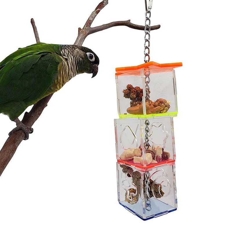 Acrylic Hexagram Multilayer Bird Biting Feeding Food Bowl Parrots Foraging