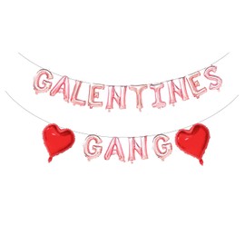 Zdshow Galentines Gang Rose Gold Balloons, Banner Decoration for Valentine's Day Party Decor