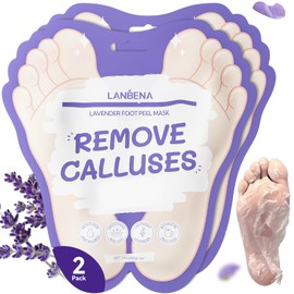 LANBENA Lavender Foot Peel Mask - Foot Peeling Mask for Removing Dry Dead Skin, Calluses & Repairing Rough Heels, for Baby Soft, Smooth Feet (Lavender-2 Pack)