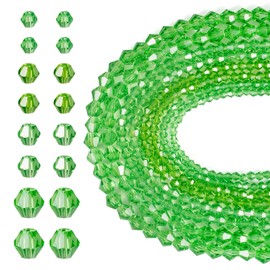 Pandahall 16 Strands Transparent Bicone Crystal Beads 3mm 4mm 6mm Green Crystal Glass Beads Bulk Faceted Crystal Beads for Necklace Bracelet Earrings DIY Jewelry Making Supplies