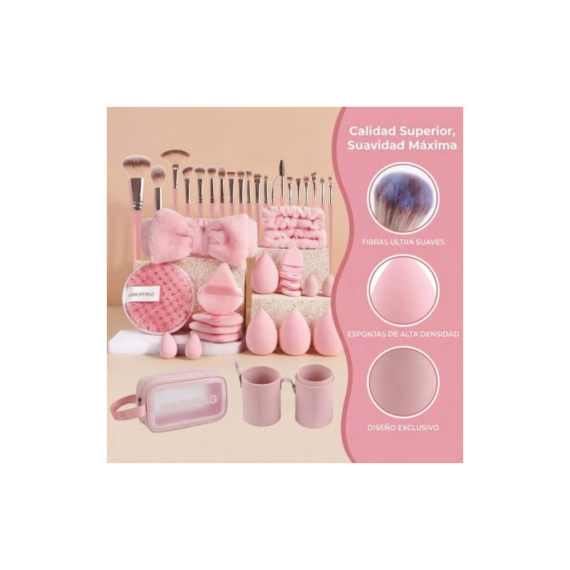 40 Piezas Set Brochas Maquillaje Profesional con Estuche | con