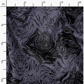 Soimoi Tiger Print - Black, Canvas Fabric Material - 56 Inch Wide, 1 Meter, Unstitched Fabric For Upholstery, Bags, Workwear And Outdoor Gear.