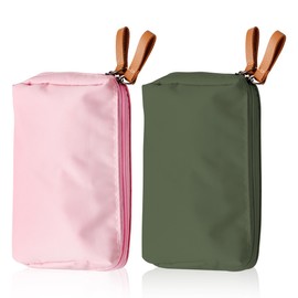 GLADFRESIT Travel Makeup Bag with Compartments 2PCS Small Makeup Bag for Handbag Mini Travel Cosmetic Bag Organiser Makeup Pouch for Women Girl