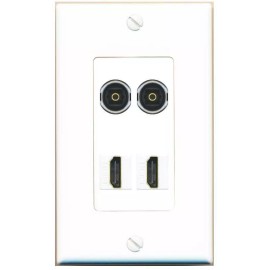 Wallplate City 4 Port 1 Gang Jack Face Cover Coupler 2 HD 2 TOSLINK Wall Plate