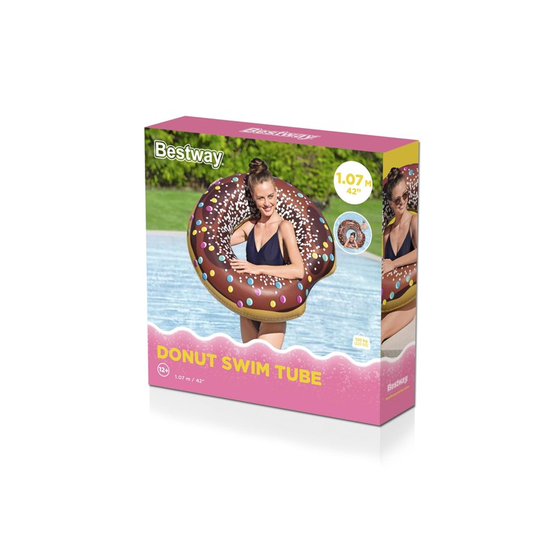 Bestway 36118 (1.07m) Diameter Donut Swim Ring for Adults (Brown)
