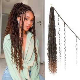Goddess Locs Crochet Hair 30inch 9 Packs T1B30 Boho Faux Locs Crochet Hair with Curly Ends Pre Looped Bohemian Locs for Women