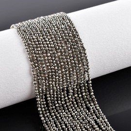 QNAVIC Natural Pyrite Gemstone Micro Faceted Rounds Beads Strand Drilled Stone Chakra Healing Crystals DIY Jewelry Making Wholesale Bulk Loose Supply Strand 30cm (1 Strand)