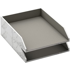 Leather Letter Tray, Thipoten Stackable Desk Organizer Holder for Office Supplies, Paper, File, Magazine, Perfect Office Organization for Desktop (White)