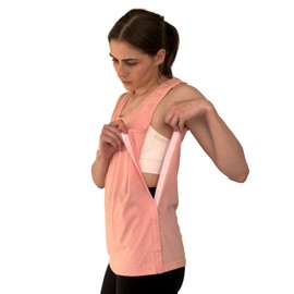 Post Surgery Shoulder Recovery Tearaway Snap Open Tank Top (US, Alpha, XX-Large, Regular, Regular, Pink/Women)