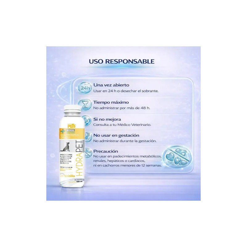 Electrolitos Orales Hydrapet Para Perros Vainilla 450mL Medical Solutions