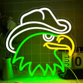 Foxiden Cowboy Eagle Neon Signs for Wall Decor,Dimmable Eagle's Head Cowboy Hat Neon Sign,Usb Powered for Man Cave Kids Bedroom Game Room Party Bar Birthday Gifts(13.3 * 13.3in), White,Yellow,Green