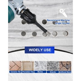 SHDIATOOL Diamond Core Drill Bits 2PCS 1/2 Inch(13mm) for Porcelain Ceramic Tile Marble Brick Vacuum Brazed Hole Saw 5/8" Thread for Angle Grinder