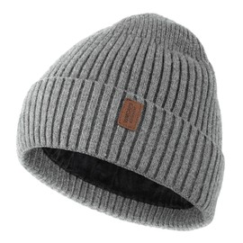 Wmcaps Knitted Hats for Men, Men's Winter Thermal Warm Fleece Running Hat Beanie Women's Men's Hat Winter, Windproof Winter Hat Men Lined and Padded Unisex Hat, lightgrey