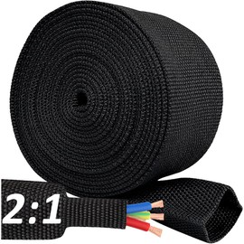 20 FT 1/2 inch 2:1 Heat Shrinkable Braided Sleeving Heat Shrink Sleeve Abrasion Protection Flexibility Wiring Harness Cable Sheath Tubing