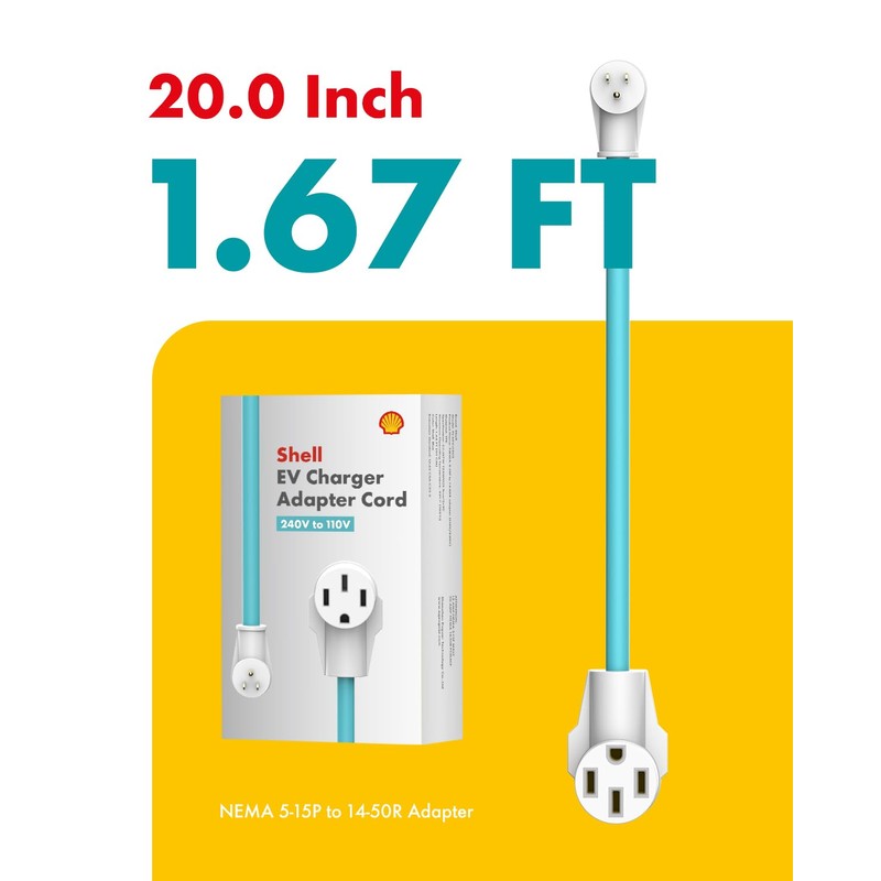 Shell NEMA 5-15P to 14-50R for Level 1 EVs,50 Amp