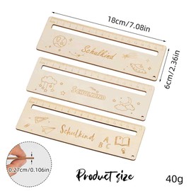 Ruler for First Day of School 2025 in Various Designs with Motif Wooden Ruler, Gift for Back to School or First Day of School, for Boys and Girls