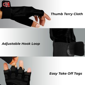 FIGHTSENSE Workout Gloves for Men and Women,Weight Lifting Gloves with Enhanced Grip,Padded Palm,Adjustable Wrist Straps and Breathable Design for Optimal Performance & Comfort in Gym (Black, S)