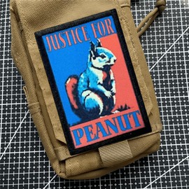 Lindos parches con estampado de ardilla, justicia para cacahuete, táctica militar, con gancho y lazo para coser para ropa, vestido, sombrero, mochilas