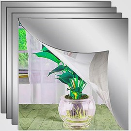 4 Pack Acrylic Flexible Mirror Sheets 12 X 12 Inches Mirror Wall Mirror Sheets for Home Decor, Self Adhesive Mirror Tiles for DIY Craft Home Wall Deco