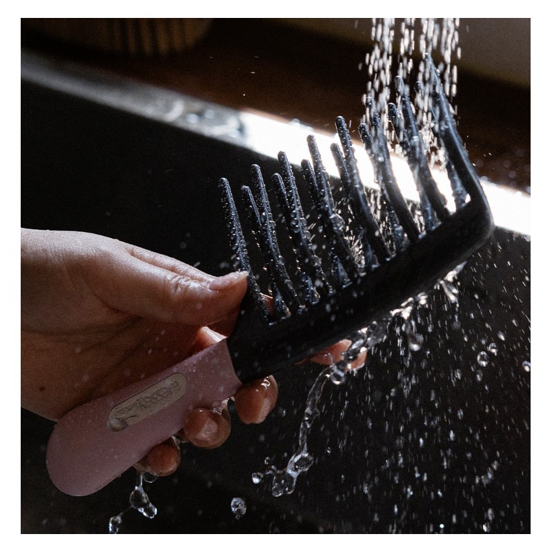 Weshin Rubber Grip Double Curve Brush for Wavy Hair, Pink,
