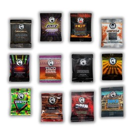 Bearded Butchers Blend 12-Pack Travel Size Seasoning Sampler, 10-20g - Great Gift Idea! Includes All Bearded Butchers Flavors Samples: Original, Chipotle, Cajun, Hot, Hollywood, Butter, Zesty Lime, Cinnamon, Ranch, Taco & More for Cooking & Grilling!