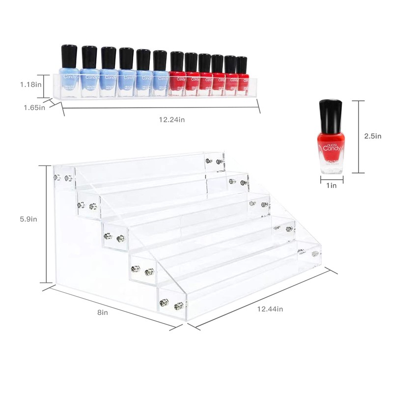 Kingtaily Nail Polish Organizer, 5 Layers Acrylic Display Rack Eyeglasses