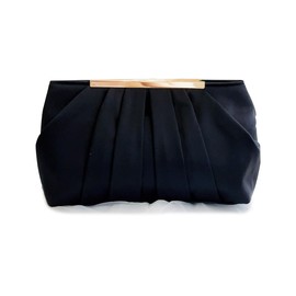 WESNDNE Clutch Purse for Women,Evening Clutches for Wedding, Detachable Chain Strap Pleated Crossbody Shoulder Handbag (Black)