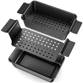TLAZZ 2 Pack Meatloaf Pan with Drain Tray, Non Stick Meat Loaf Pan with Drip Tray, 9.4 x 5.5 Inch Loaf Pan for Baking Bread and Meatloaf