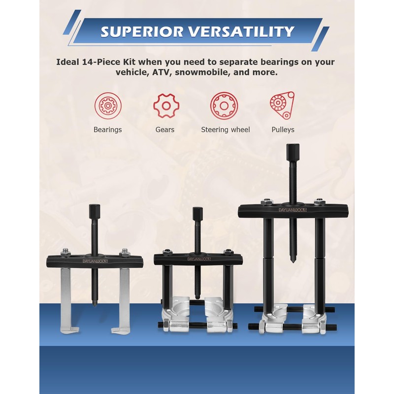 DAYUAN 14pcs Bearing Separator Puller Set, Heavy Duty 5 Ton