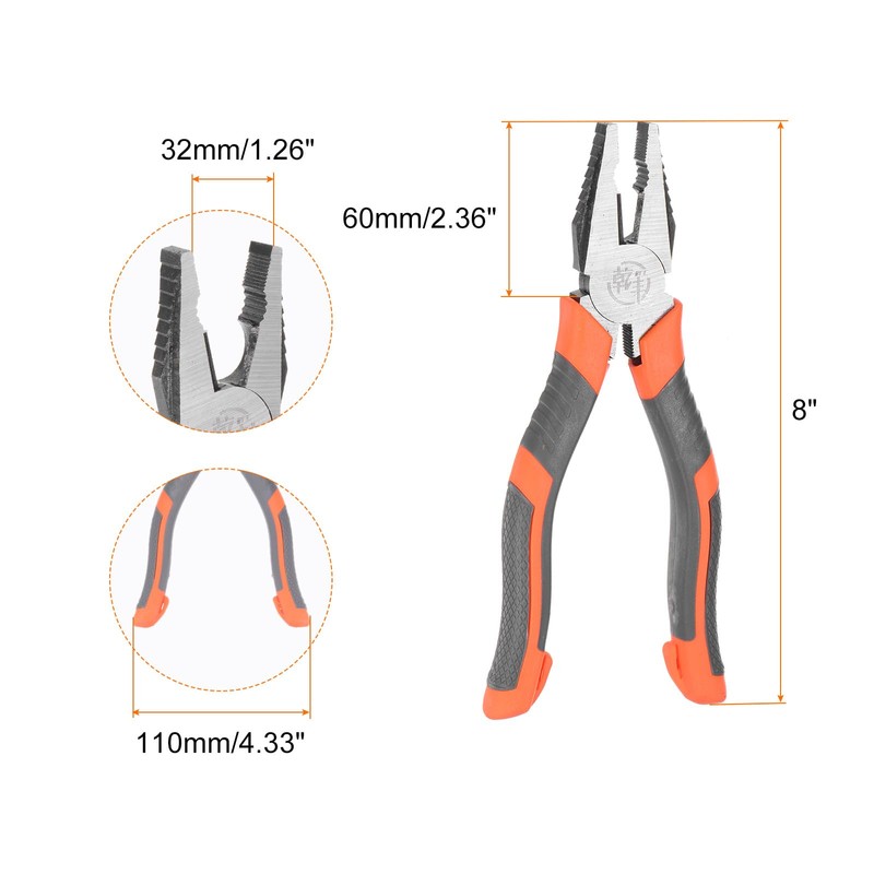sourcing map Linesman Pliers 8" Multipurpose Combination Pliers with Wire