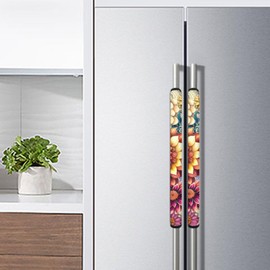 ASQVTIFE Mandara Lotus Fridge Handle Covers Set of 2,Appliance Door Handle Covers for Fridge Dishwashers Microwave Home Kitchen Indoor Decor Washable Refrigerator Handle Door Cover