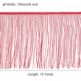 sourcing map 10 Yards 6 Inch Chainette Fringe Trim Tassel Sewing Lace Trim Polyester Fringe Trim Ribbon for DIY Sewing Crafts Clothing Lamp Shade Decoration, Red