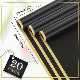 Flower Paper, 58 x 58 cm Waterproof Bouquet Paper, Wrapping Paper for Bouquet, Packaging Paper for Flowers, Bouquet Wrapping Paper for Birthday Gift Wrapping (Black)