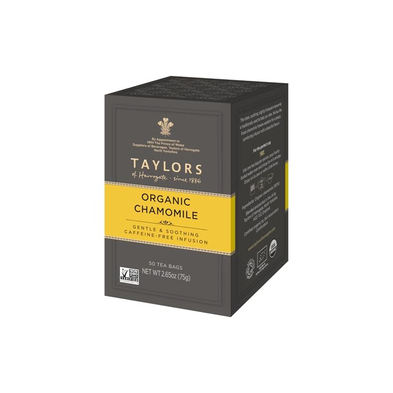 Taylors of Harrogate Organic Chamomile, Herbal Tea, Pillow Bags, 50