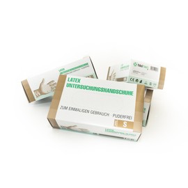 Latex Gloves Box of 100 (S, White) Disposable Gloves, Examination Gloves, Powder-Free, Non-Sterile, Disposable Gloves