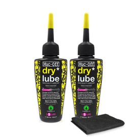Muc-Off Bio Dry Bike Chain Lube 50ml (Pack of 2) Wax-Based Formula for Smooth Gear Shifts | Creates Protective Layer and Reduces Friction | Pipette System for Easy Application
