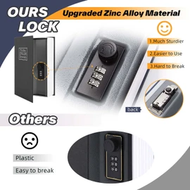 Book Safe with Combination Lock, Ohuhu Dictionary Diversion Money Box, Portable Money Safe, Safe Box Great for Storing Money, Jewelry and Key (Medium, Black)
