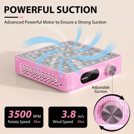 Purtato Nail Dust Collector, Powerful Vacuum Fan Vent Dust Collector Extractor Dust Suction Machine for Acrylic Nails Polishing, Nail Salon,Pink Diamond
