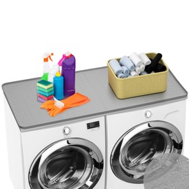 Washer Dryer Countertop, Large 51.2" x 25.6" Washer and Dryer Covers for The Top, Non-Slip Washing Machine Cover, Waterproof Dryer Top Protector Mat, Silicone Washer & Dryer Cover Pad Gray